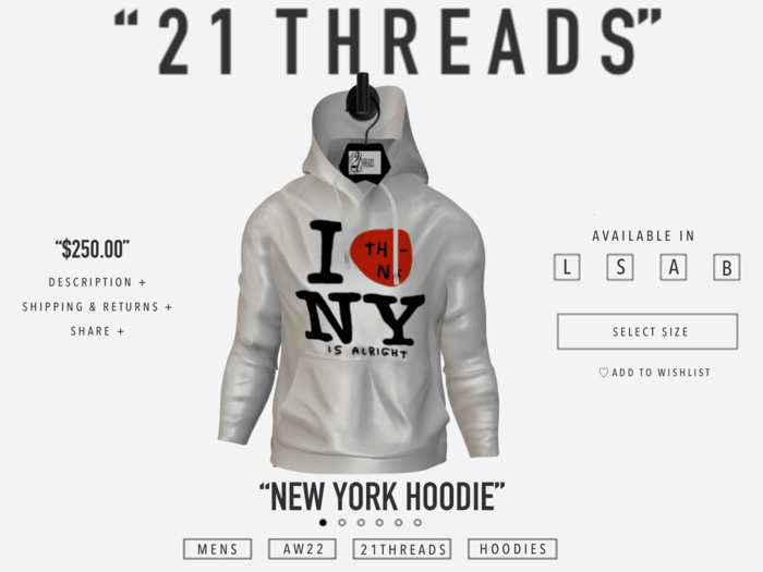 [21 THREADS] "New York" Hoodie