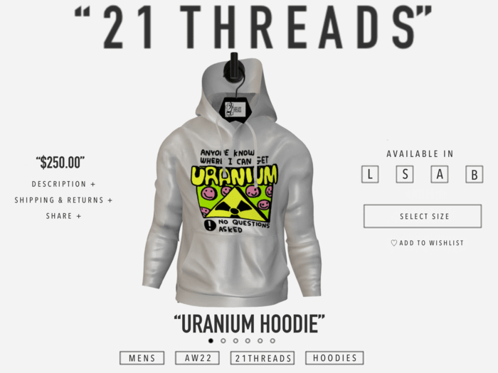 [21 THREADS] "Uranium" Hoodie