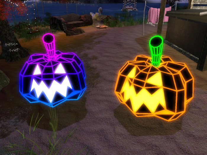 Wireframe Jack-o'lantern and Pumpkin