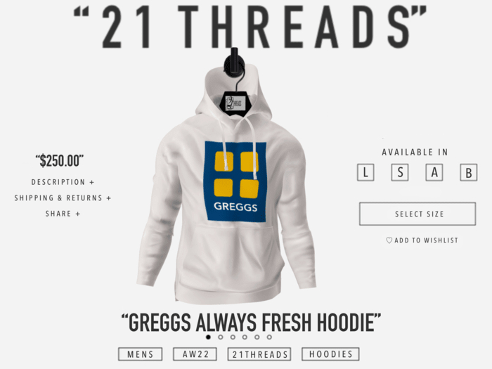 [21 THREADS] "Greggs Always Fresh Hoodie"