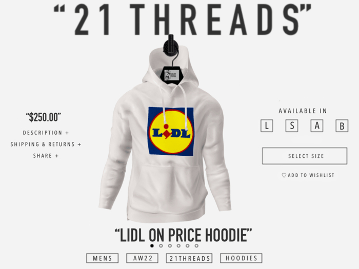 [21 THREADS] "Lidl on Price Hoodie"