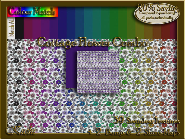 Cottage Flower Combo Seamless Texture Set