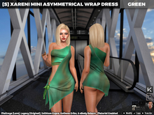 [S] Xareni Mini Asymmetrical Wrap Dress Green