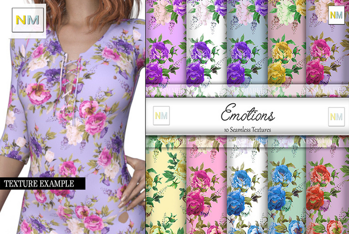 Emotions 10 Seamless Floral Patterns Textures NM