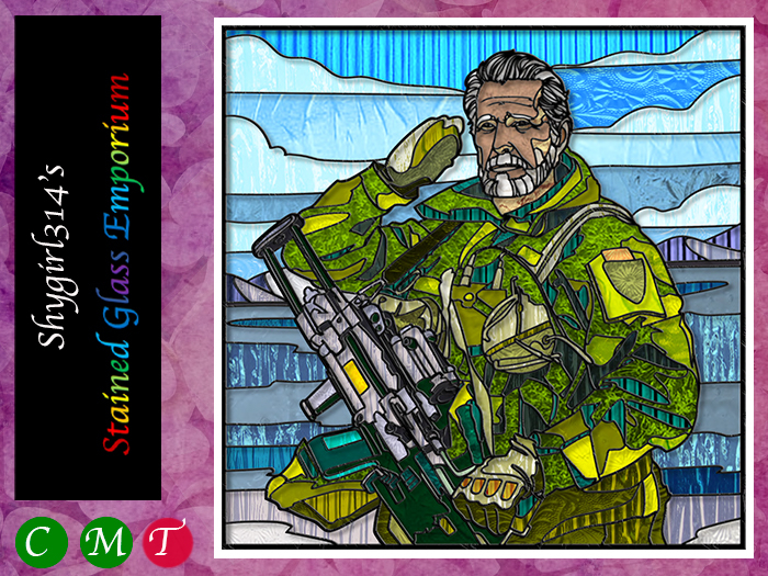 SGE388 Soldier's Salute Stained Glass Panel Box