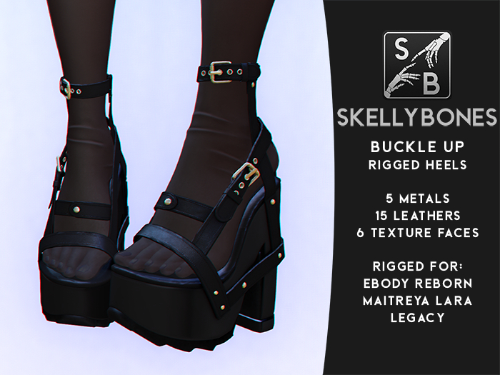 Skellybones -- Buckle Up - Heels For eBody Reborn, Legacy And Maitreya Lara