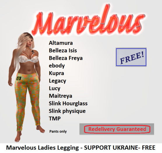 Marvelous Ladies Legging - SUPPORT UKRAINE- FREE