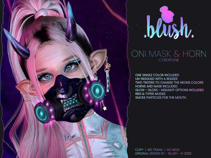 BLUSH - ONI Mask & Horns - Cyberpunk