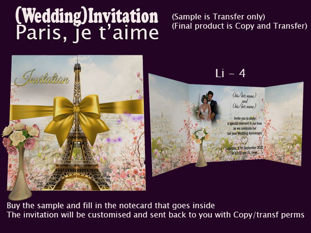 Wedding Invitation - Paris je t'aime