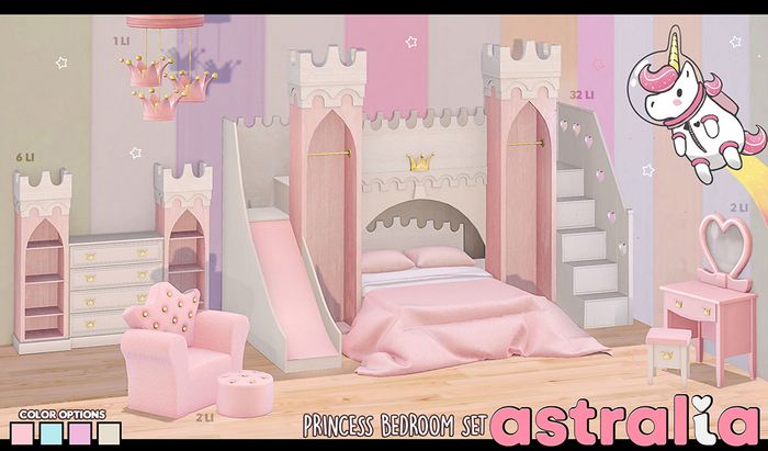 Astralia - Princess Bedroom Set (Drawer)
