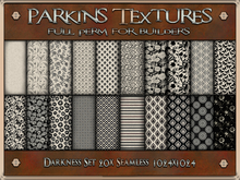 Parkins Textures - Darkness Set - 20x Full Perm Seamless 1024 - Fabric, Gown, Gothic, Halloween, Black, Cream, Clothing