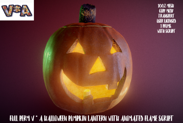 FULL PERM V*A HALLOWEEN PUMPKIN LANTERN WITH ANIMATED FLAME