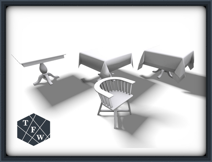 [TFW] Full Perm Square Table+Single/Double cloth+Captain's Chair