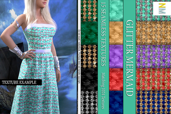Glitter Mermaid Matching Kit 15 Seamless Textures NM