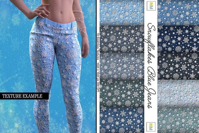 Snowflakes Blue Jeans