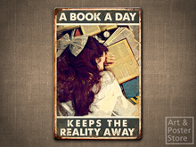 A Book A Day  | Metal Style Wall Sign Poster | WWB