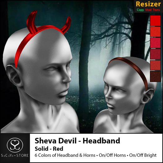 SaCaYa - Sheva Devil - Headband - Solid - Red