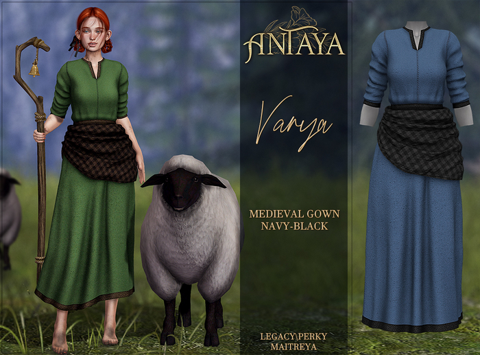 :: ANTAYA :: Medieval gown "Varya" NAVY-BLACK (wear)