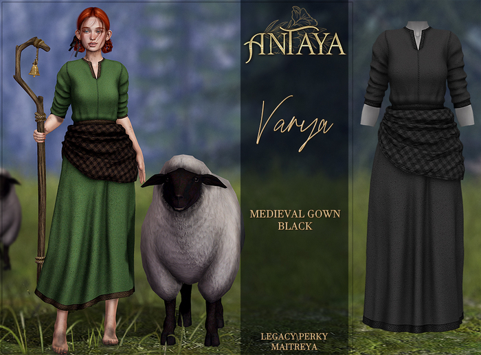 :: ANTAYA :: Medieval gown "Varya" BLACK (wear)