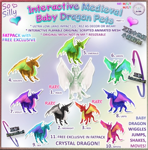 02 So Silly Baby Dragon Pet - MIDNIGHT RARE