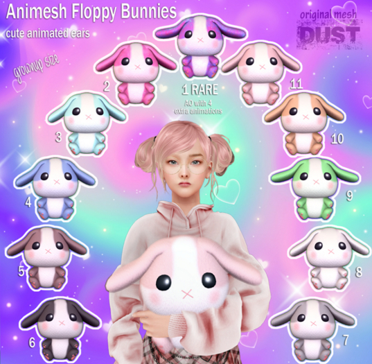 1 DUST: Floppy Bunny - Galaxy RARE [animesh wearable]