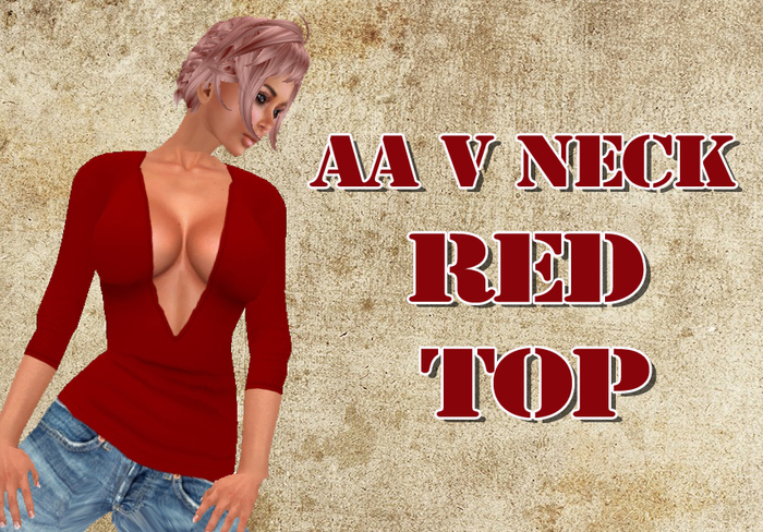 AA DEEP V NECK RED TOP