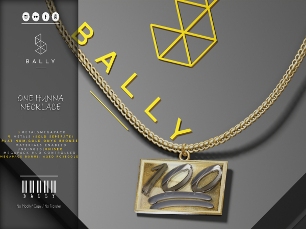 'BALLY' One Hunna Necklace Onyx