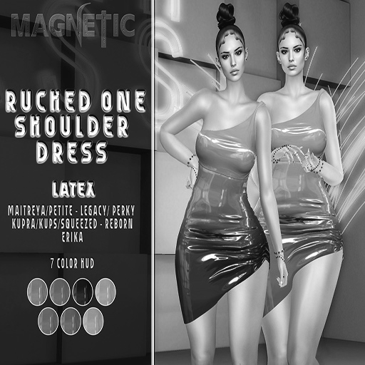 Magnetic - Ruched One - Shoulder Dress Latex DEMO (ADD ME)