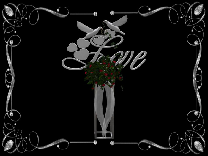 Wedding Doves flying silver red Roses