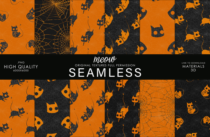 MEOW -  SEAMLESS CAT HALLOWEEN N86 OR[ADD ME] V2