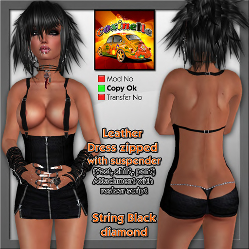 Coxi -  Leather Dress Suspender Zip