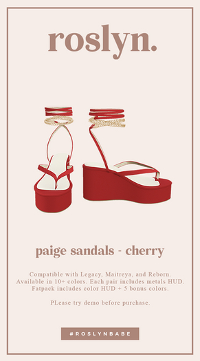 roslyn. paige sandals. cherry