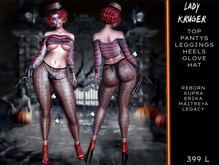 Lady Kruger ( Freddie Kruger) Costume Set , Halloween, Horror, Kupra, Erika, Reborn, Legacy, Maitreya