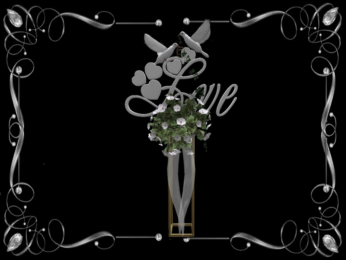 Flying Doves gold Flower white