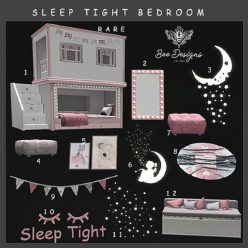 01 Bee Designs Sleep Tight Bedroom RARE