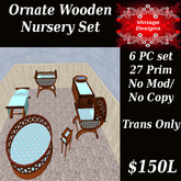 Tiny Ornate Wooden Nursery Set