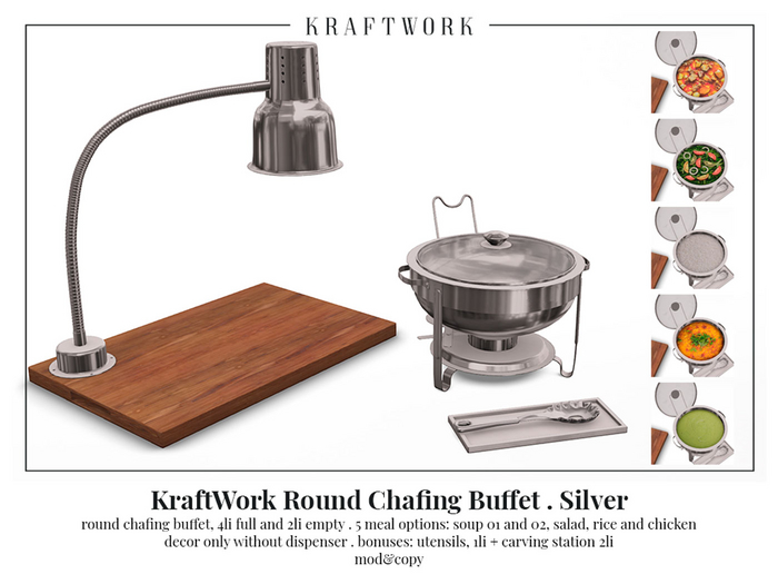 KraftWork Round Chafing Buffet . Silver (Add Me)