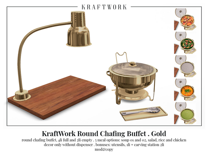 KraftWork Round Chafing Buffet . Gold (Add Me)