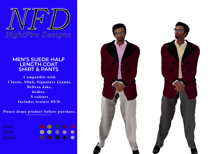 [NFD] Men's Suede Half Length Coat Shirt Pants Demo