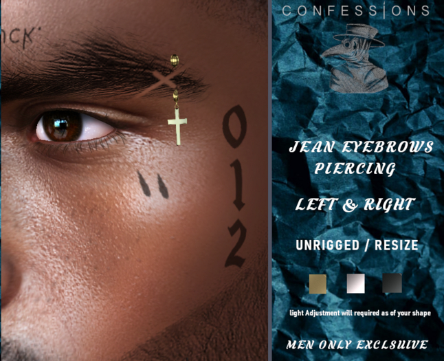 -C- Jean EYEBROW Piercing Unisex unrigged 