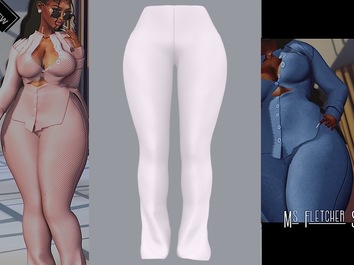 {ABC} Ms Fletcher Pants Ribbed White