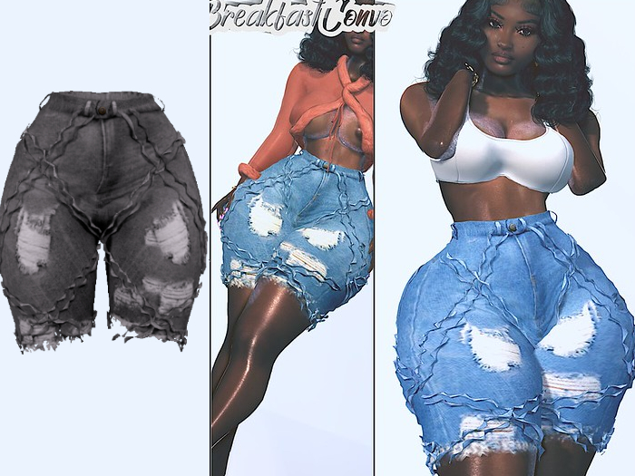 {ABC} Geometry Distressed Bermuda Shorts Gray