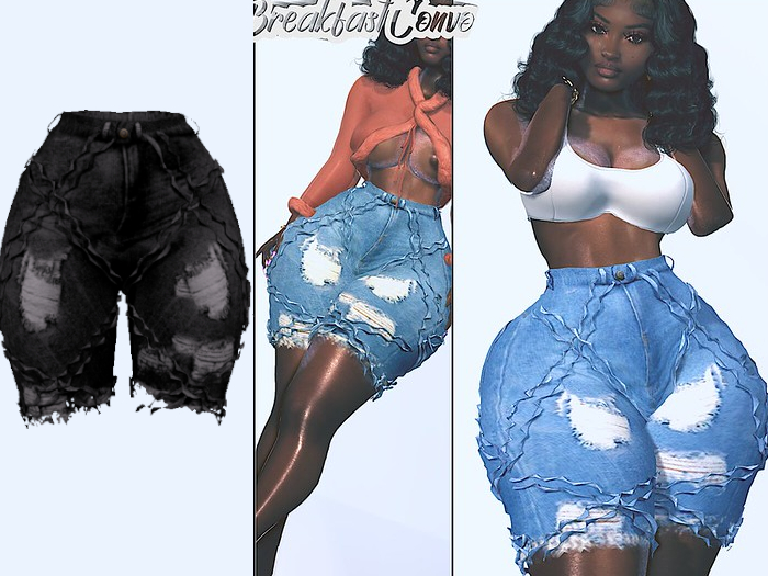 {ABC} Geometry Distressed Bermuda Shorts Black