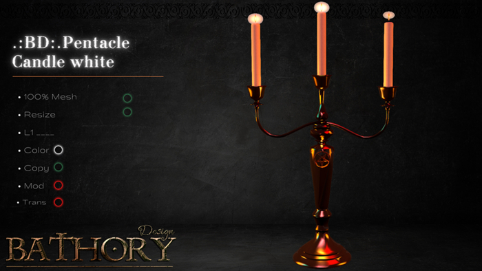 .:Bathory:.Pentacle Candle White