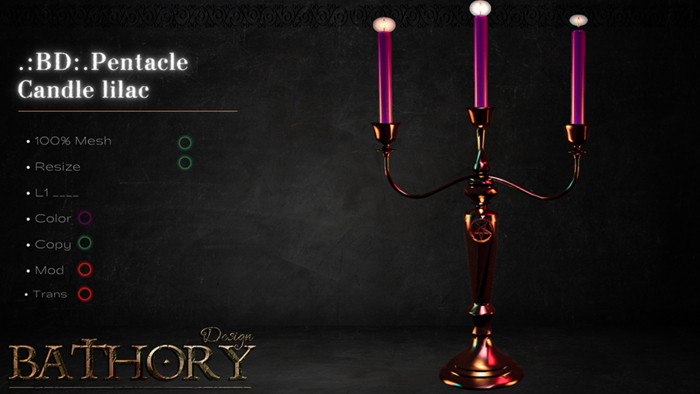 .:Bathory:.Pentacle Candle Lilac 