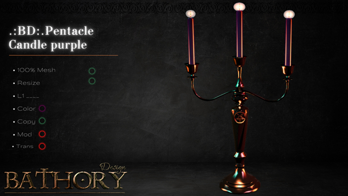 .:Bathory:.Pentacle Candle Purple 