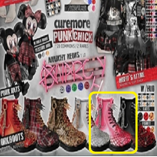 CUREMORE / Punk Chick / WORKBOOTS/  ROSE