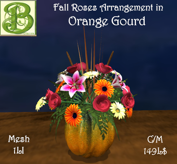 Fall Roses in Orange Gourd .5LI