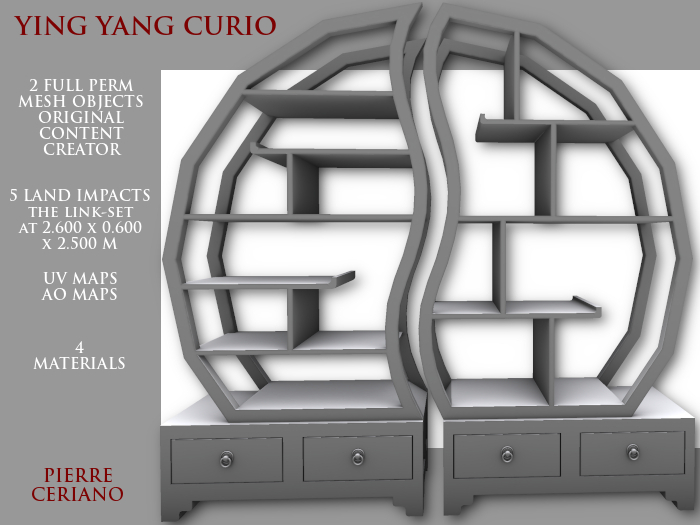 Ying Yang curio - 5 LI - 2 FULL PERM Meshes
