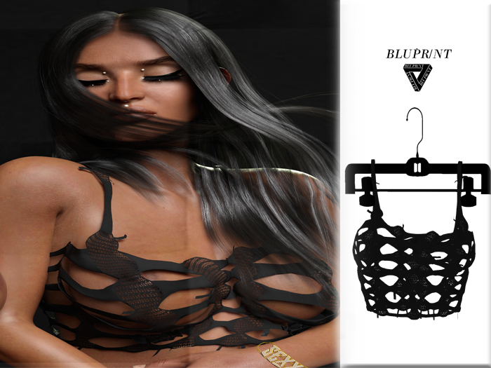 Blupr/nt - "DOLL" LACED TOP - Black